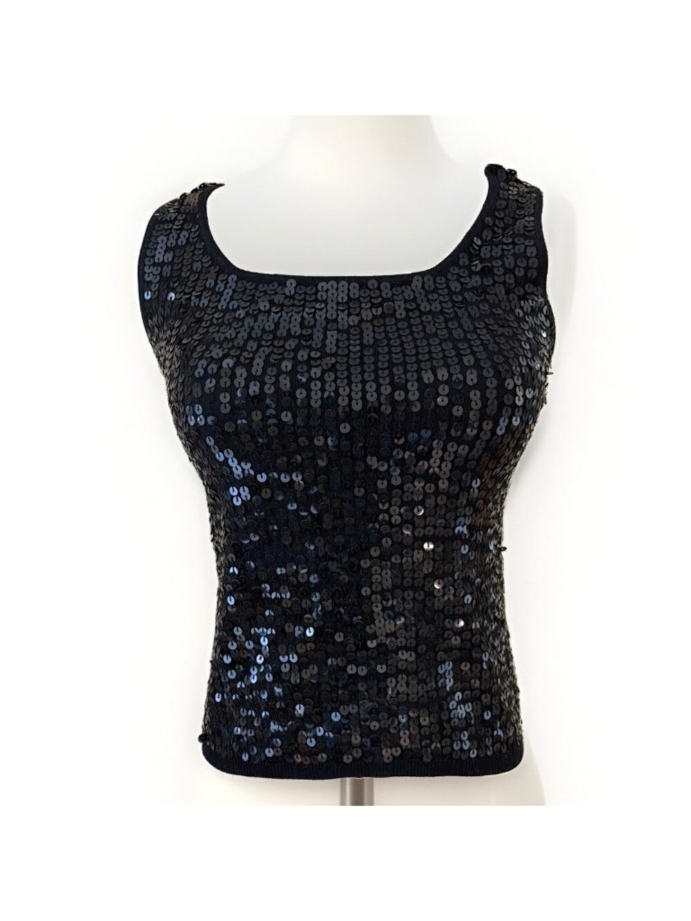 VTG Y2K  Sequin Beaded Tank Top Camisole Size S Silk Blend Festival Dark Fairy